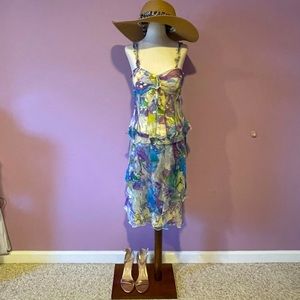 Liz Elana 100% silk skirt and top set